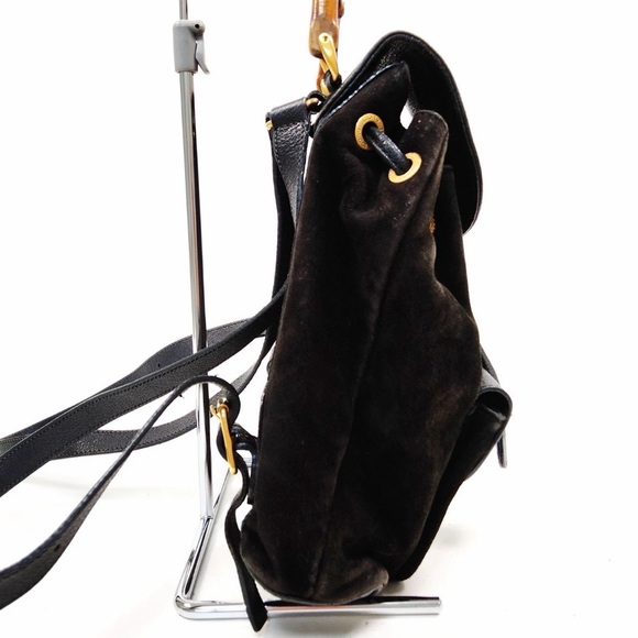 Vintage Gucci Mini Suede Bamboo Backpack Authenicated - Picture 3 of 9